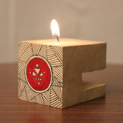Candle Holder Warli Handpainted