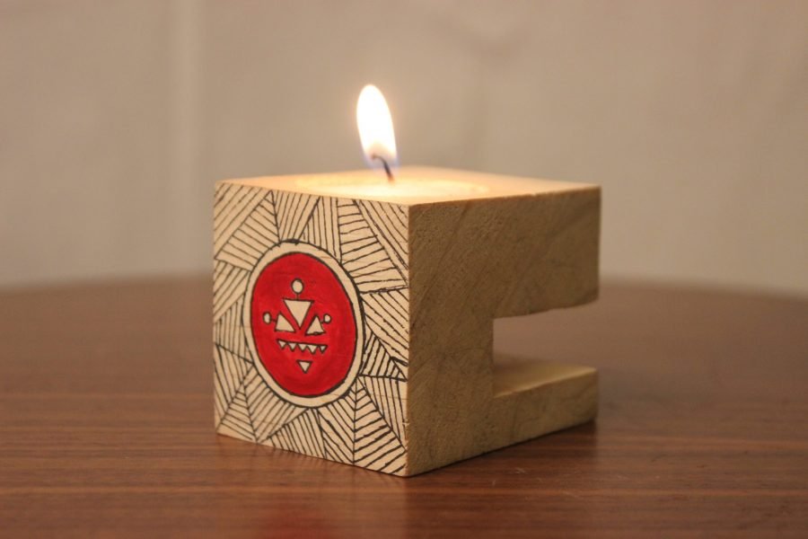 Candle Holder Warli Handpainted