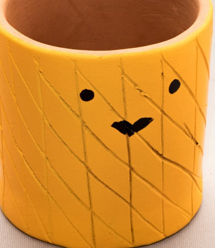 Terracotta Table Planter : Hand painted (Yellow) - Image 2