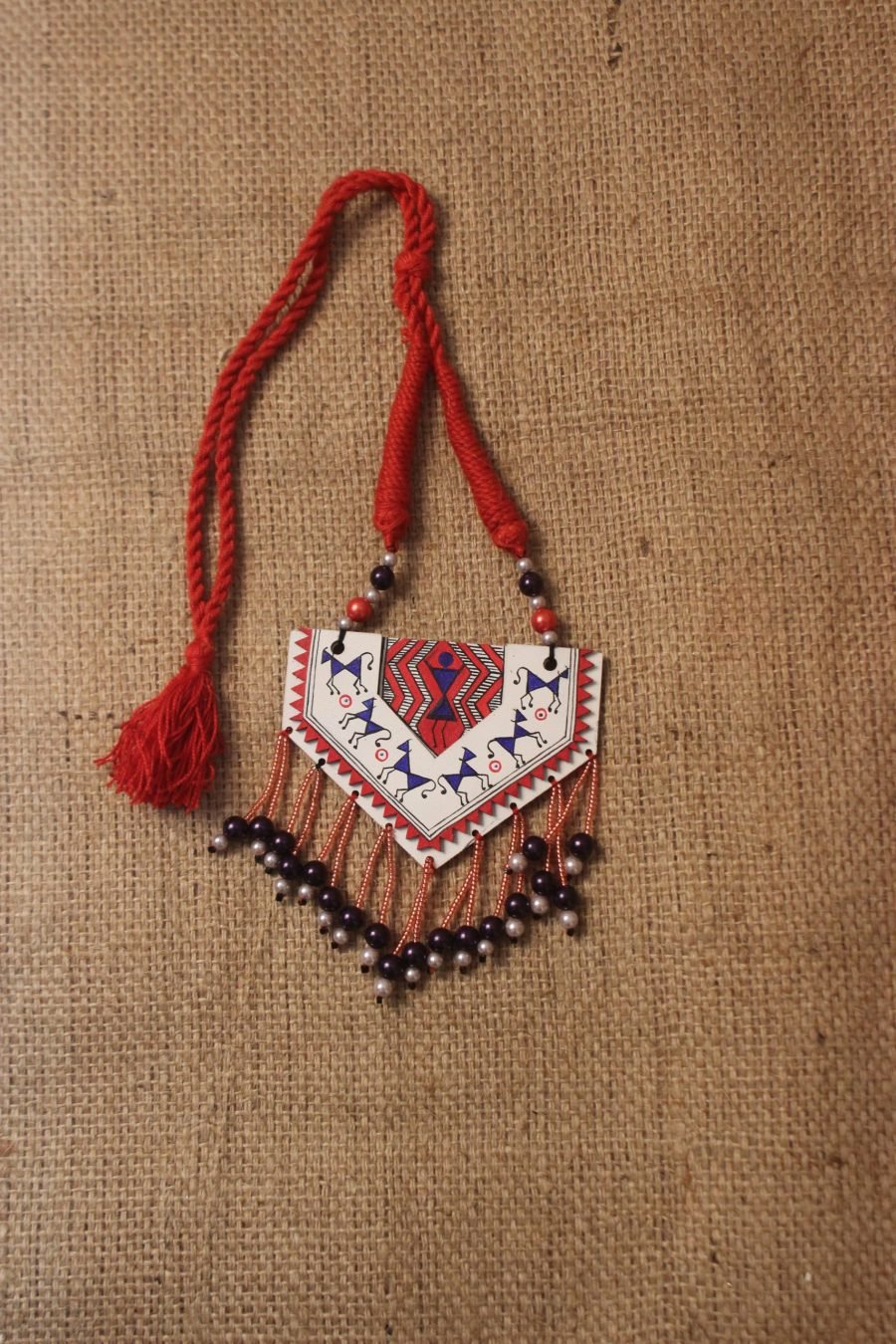 Warli Hand-painted Necklace Set - Image 3